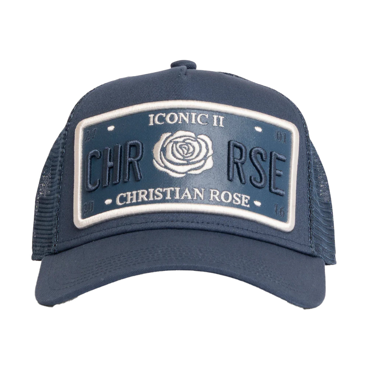 CHRISTIAN ROSE VINYL PLATE CAP NAVY/WHITE