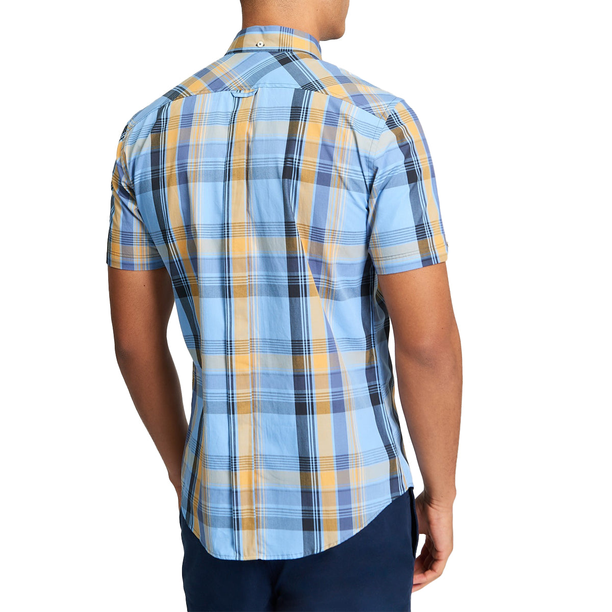 BEN SHERMAN BLOCK CHECK S/S SHIRT LAKE BLUE 1013431