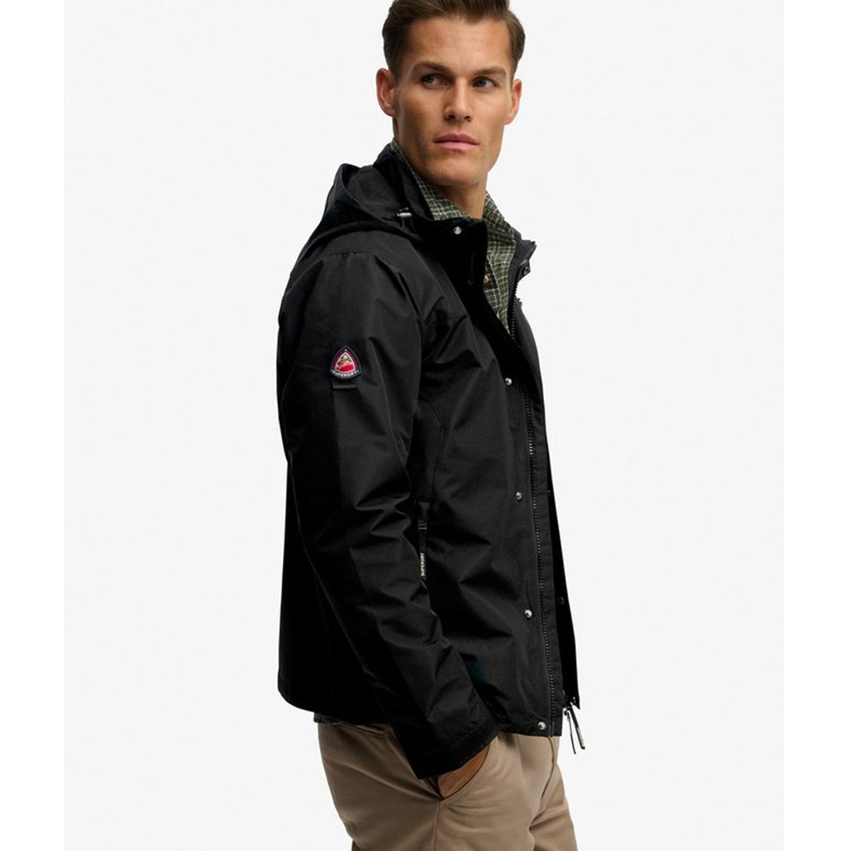 SUPERDRY HOODED SHELL BLACK JACKET