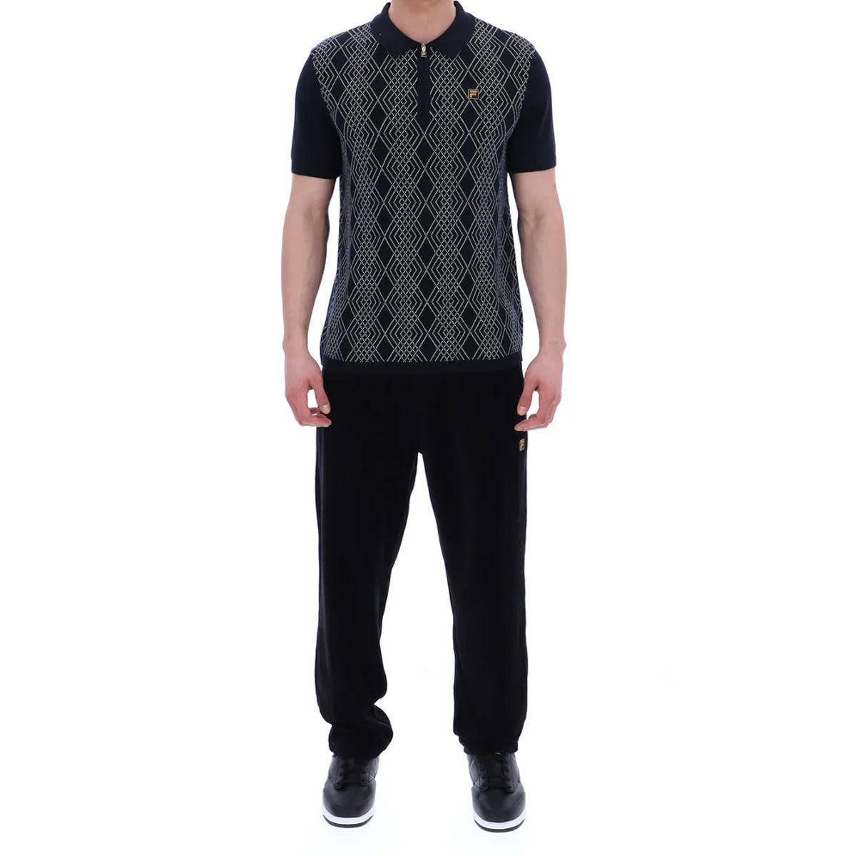 FILA CASTELLO JAQUARD KNITTED ZIP POLO BLACK