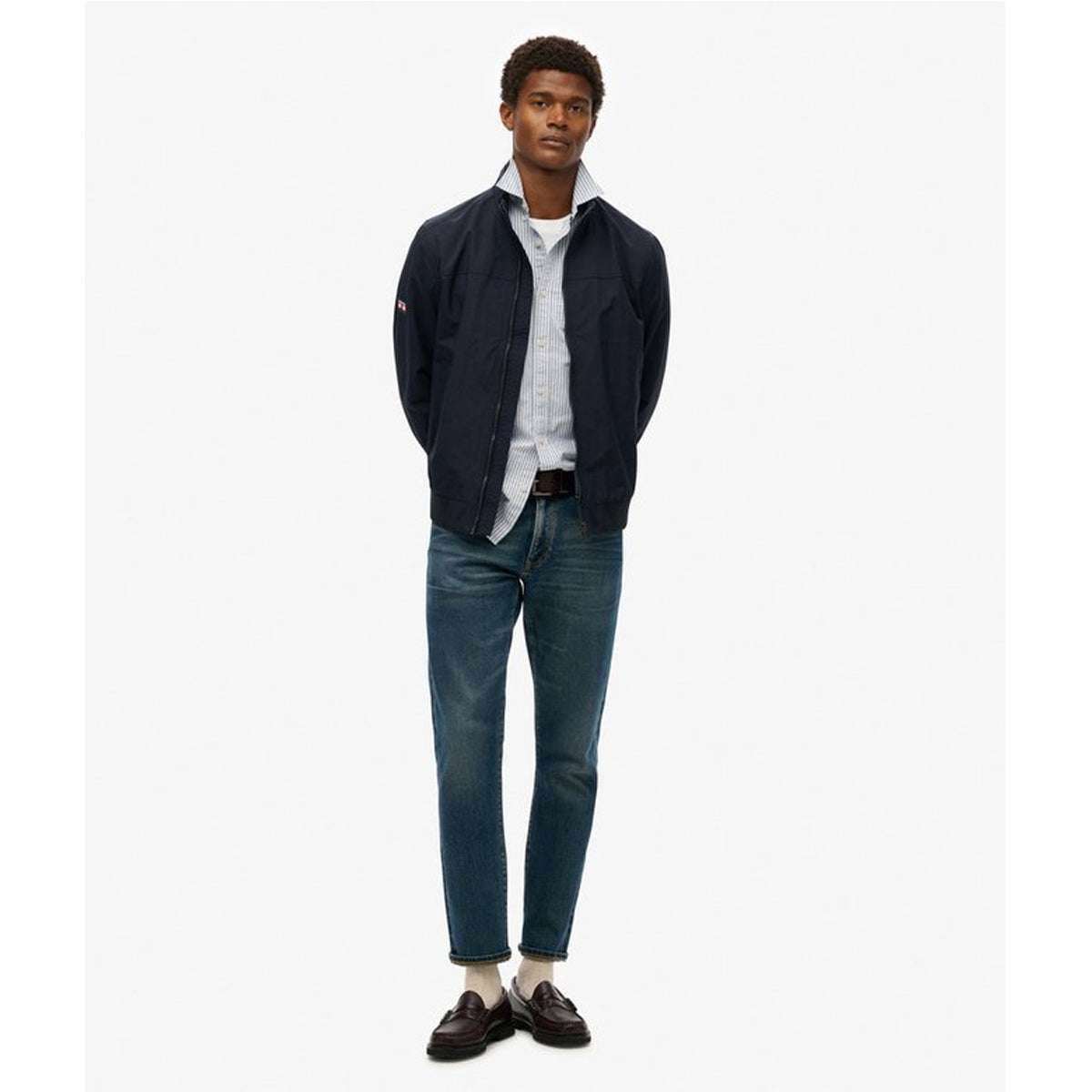 SUPERDRY NYLON HERRINGTON ECLIPSE NAVY JACKET