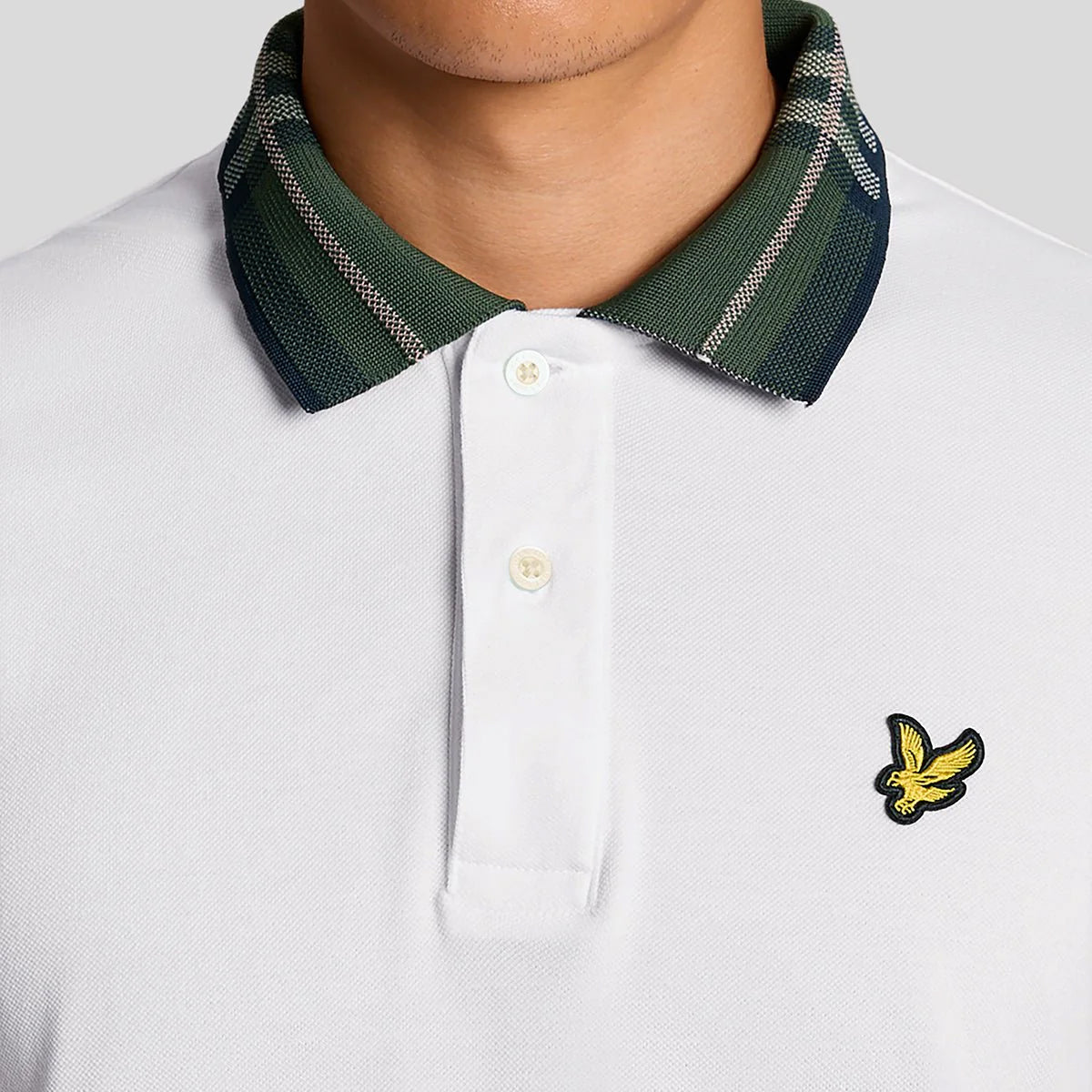 LYLE & SCOTT TARTAN COLLAR POLO SHIRT SP2403V  WHITE