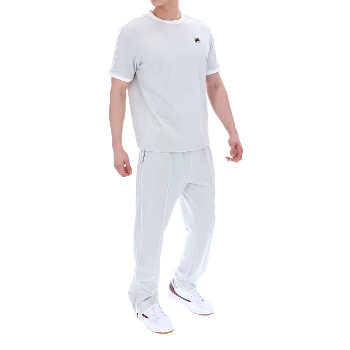 FILA BASILIO VELOUR T-SHIRT WITH PIPING DAWN BLUE/WHITE