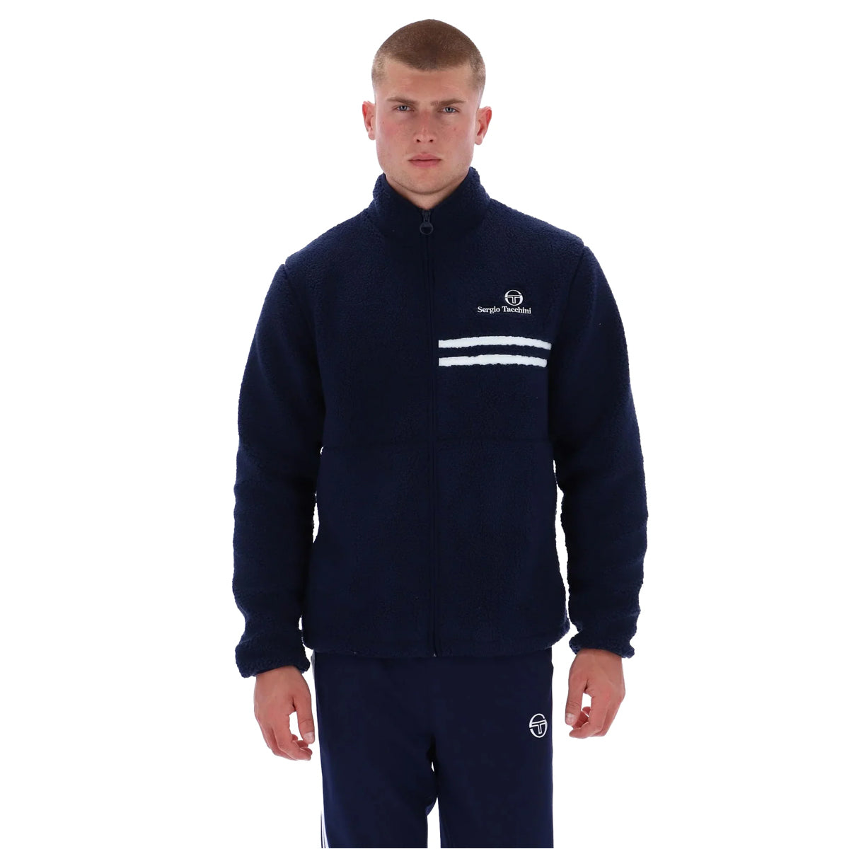 SERGIO TACCHINI NEW SUPERMAC BORG FLEECE JACKET MARITIME BLUE/WHITE