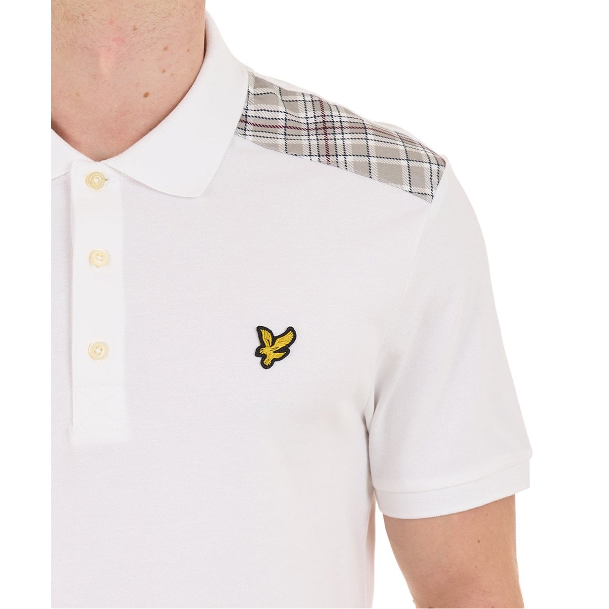 LYLE & SCOTT CHECK PANELLED T-SHIRT TS2460V WHITE