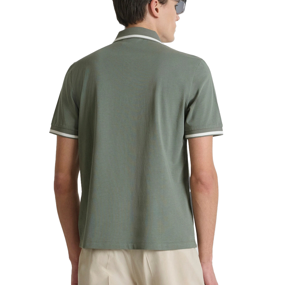 ANTONY MORATO ZIP NECK POLO AGAVE GREEN MMKS02638