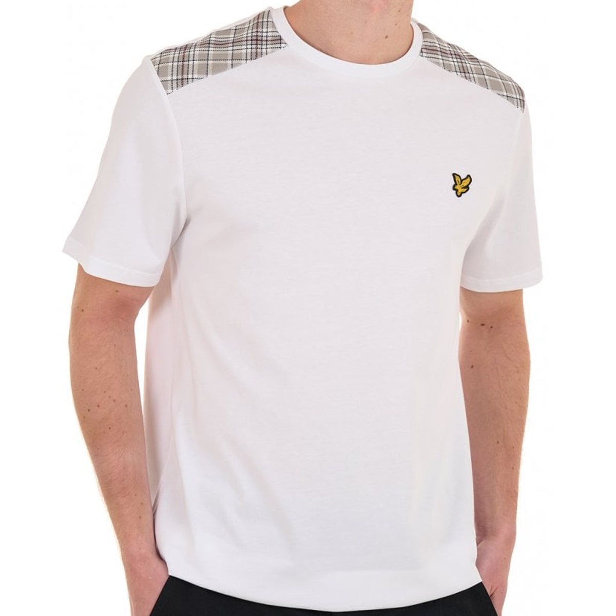 LYLE & SCOTT CHECK PANELLED T-SHIRT TS2460V WHITE