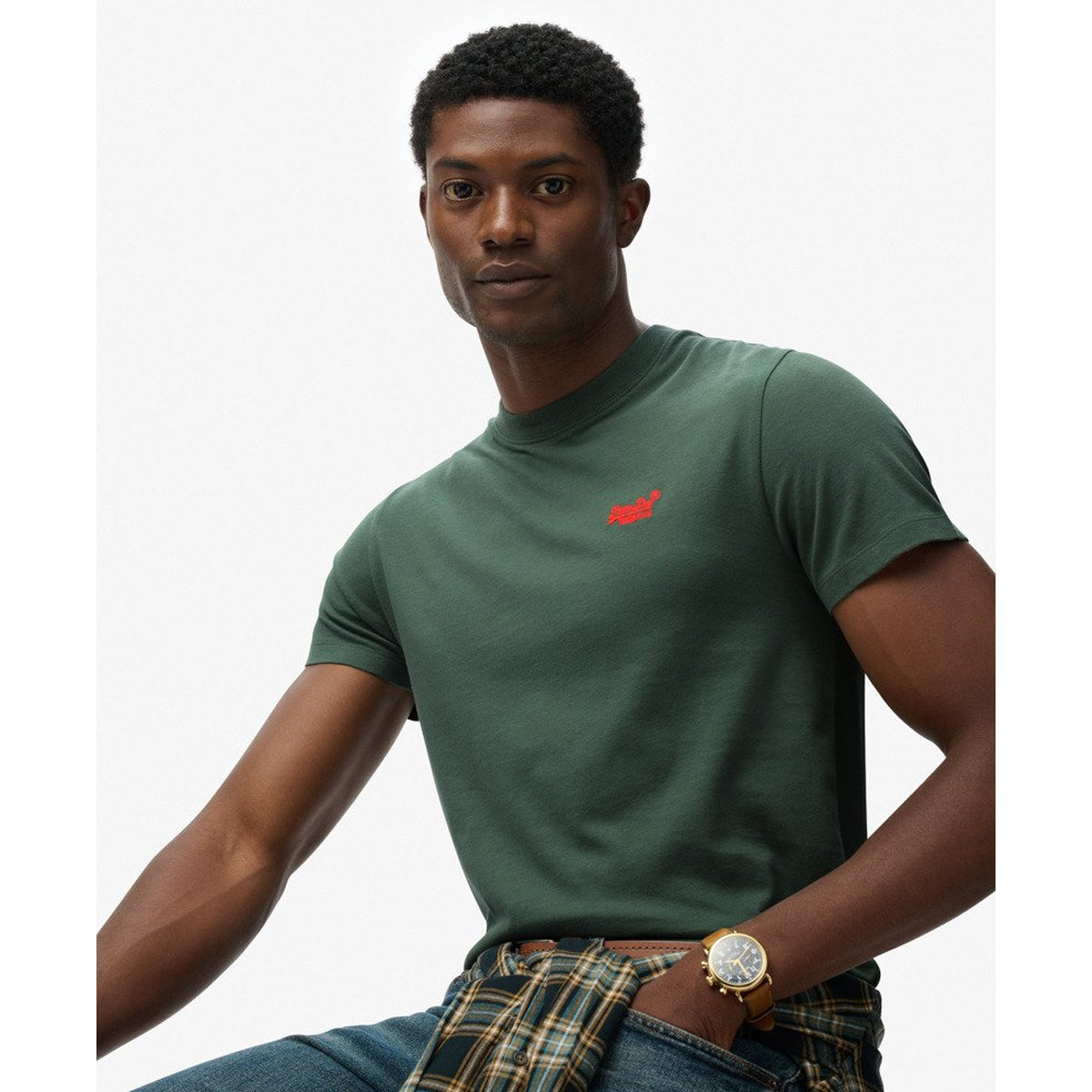 ESSENTIAL LOGO EMB T-SHIRT LAUREL KHAKI J7D