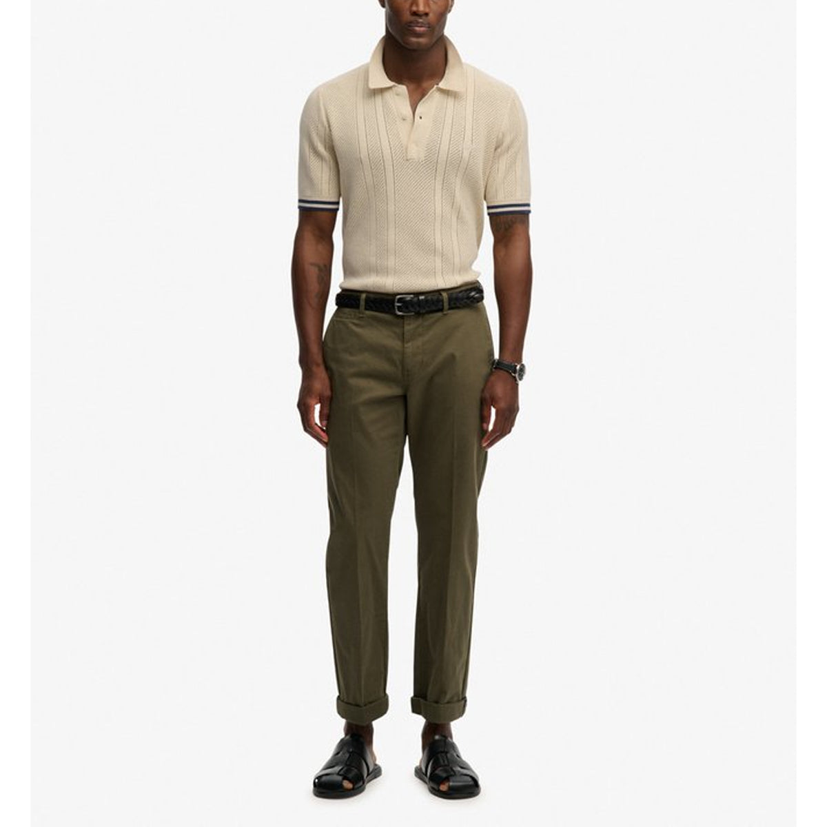 SUPERDRY KNITTED TEXTURE S/S POLO OATMEAL BEIGE 1LG M1110458A