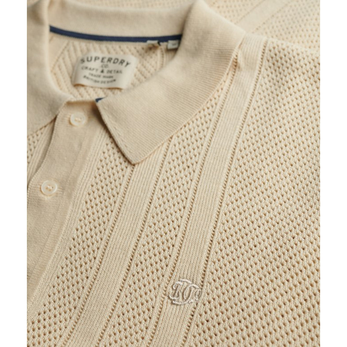 SUPERDRY KNITTED TEXTURE S/S POLO OATMEAL BEIGE 1LG M1110458A