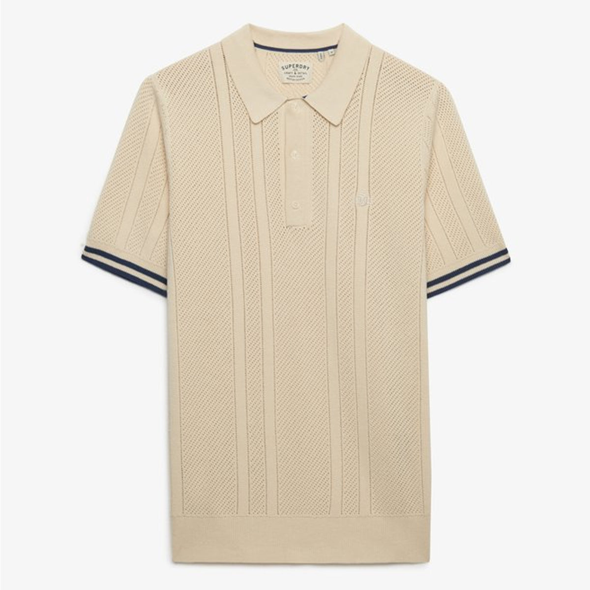 SUPERDRY KNITTED TEXTURE S/S POLO OATMEAL BEIGE 1LG M1110458A
