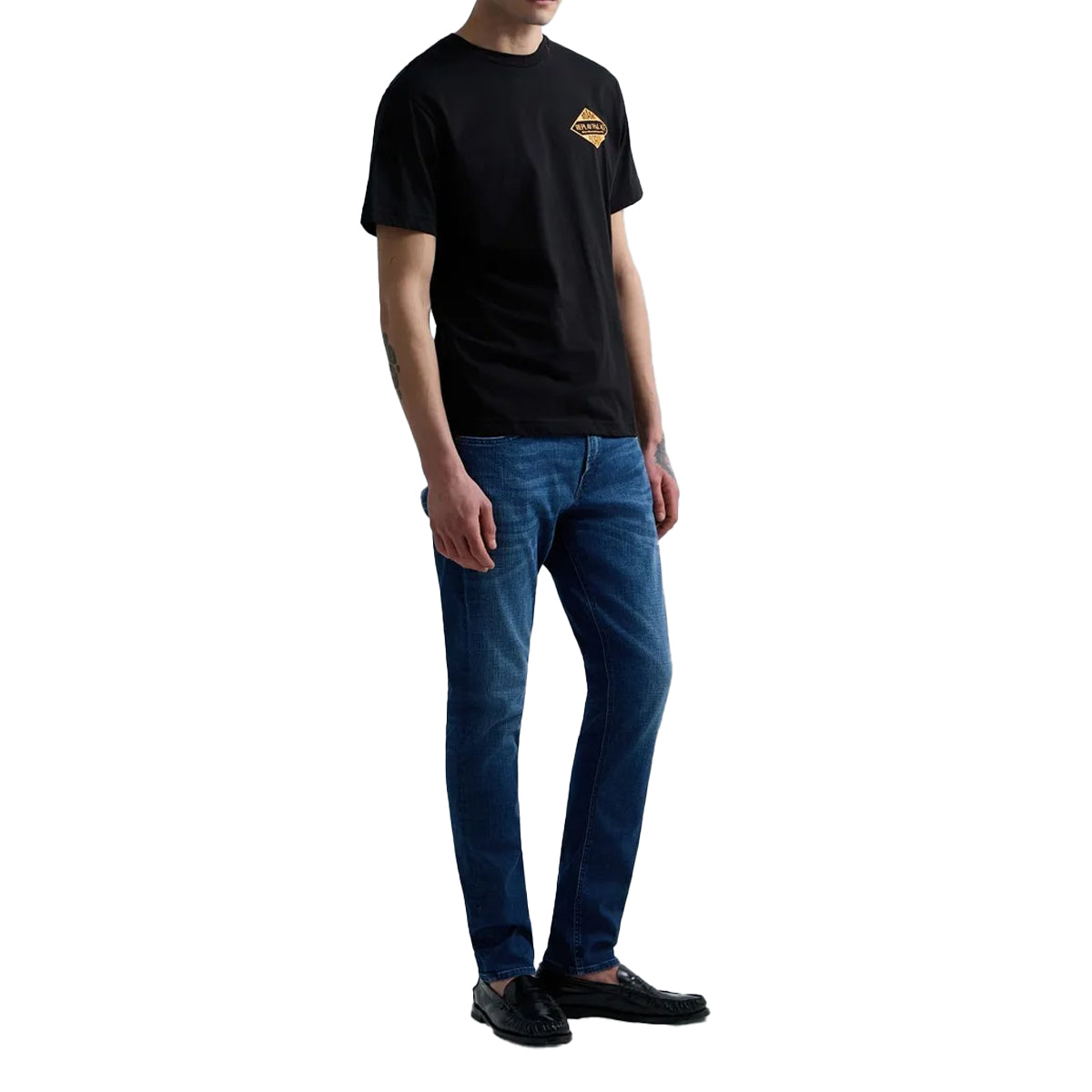 REPLAY MIAMI PRINT  BLACK T-SHIRT M3344