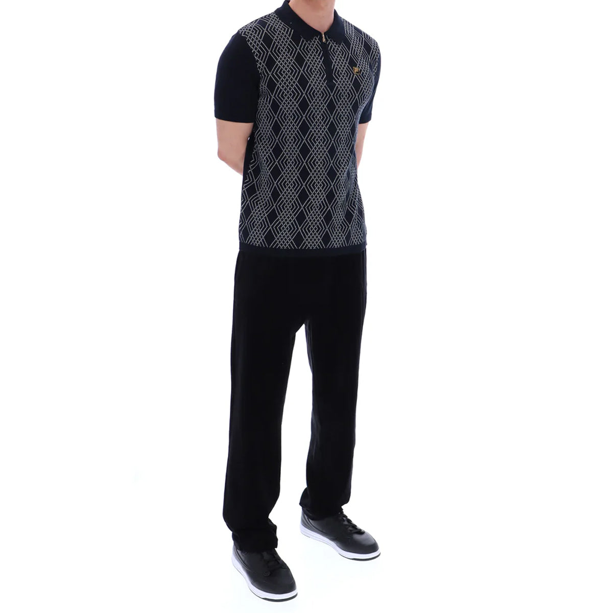 FILA CASTELLO JAQUARD KNITTED ZIP POLO BLACK