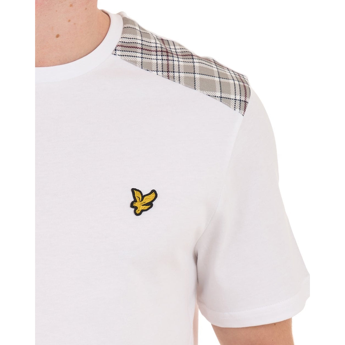 LYLE & SCOTT CHECK PANELLED T-SHIRT TS2460V WHITE