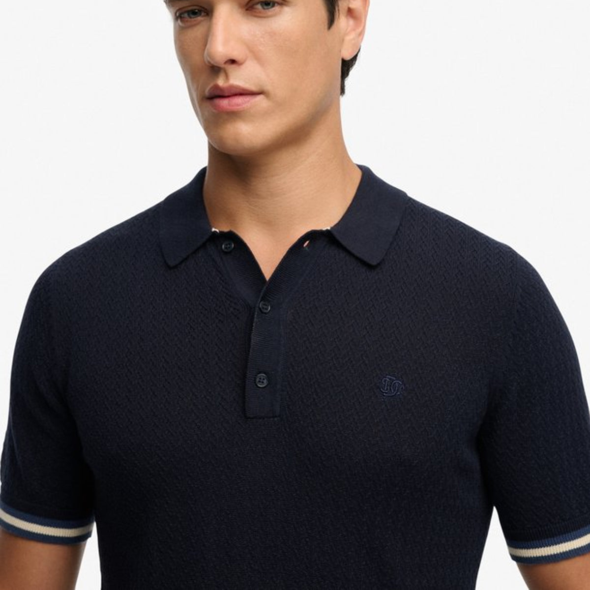 KNITTED TEXTURE S/S POLO NAVY K9T