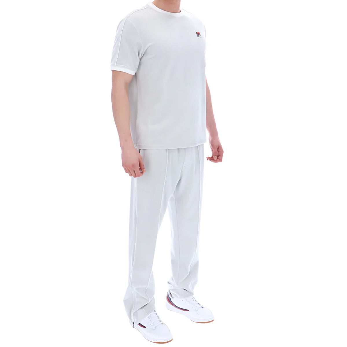 FILA BASILIO VELOUR T-SHIRT WITH PIPING DAWN BLUE/WHITE