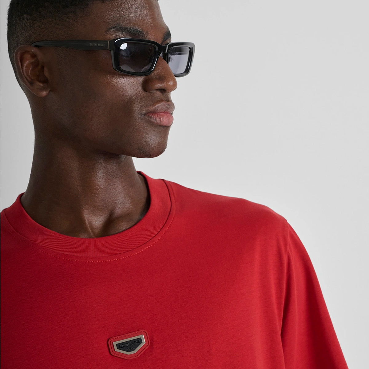 ANTONY MORATO JERSEY BADGE T-SHIRT CHERRY RED MMKS02612