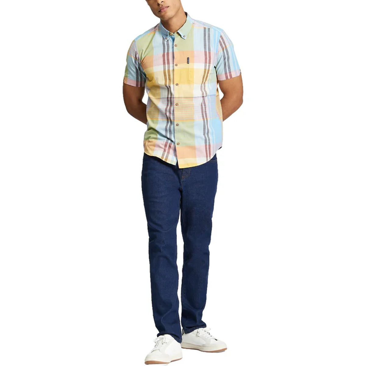 BEN SHERMAN LARGE MADRAS CHECK S/S SHIRT ZEST 1013435