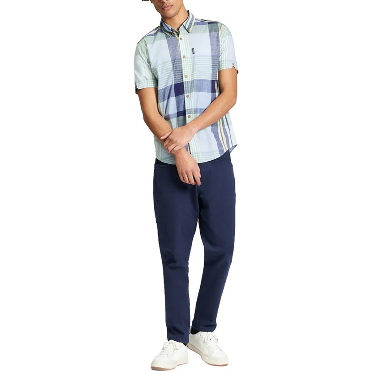 BEN SHERMAN LARGE MADRAS CHECK S/S SHIRT POWDER BLUE 1013435