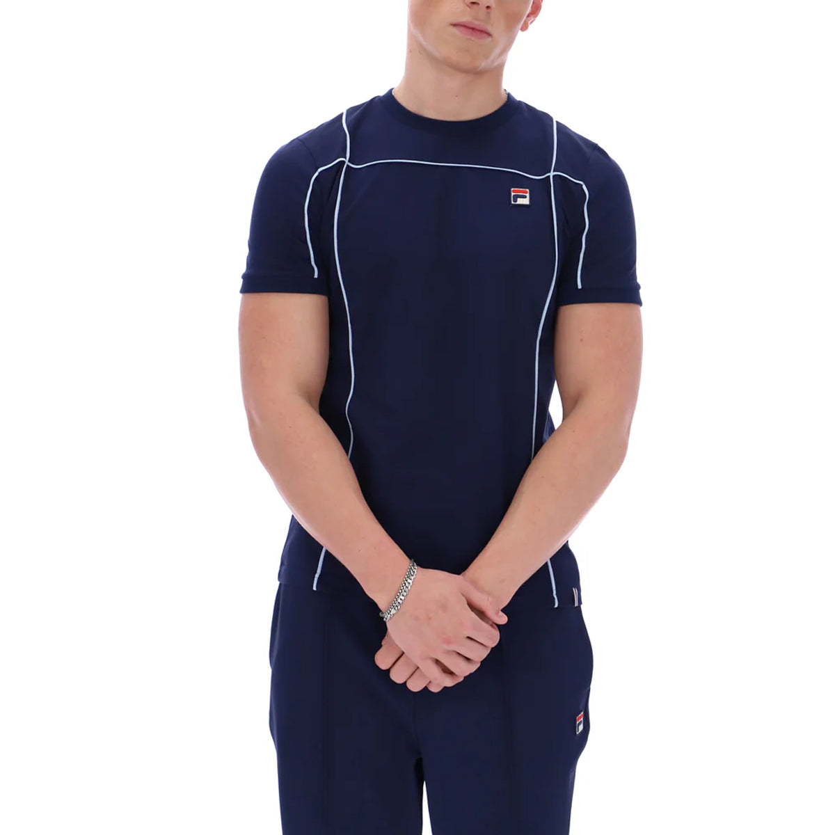 FILA TERRI T-SHIRT WITH CONTRAST PIPING NAVY/SKYWAY