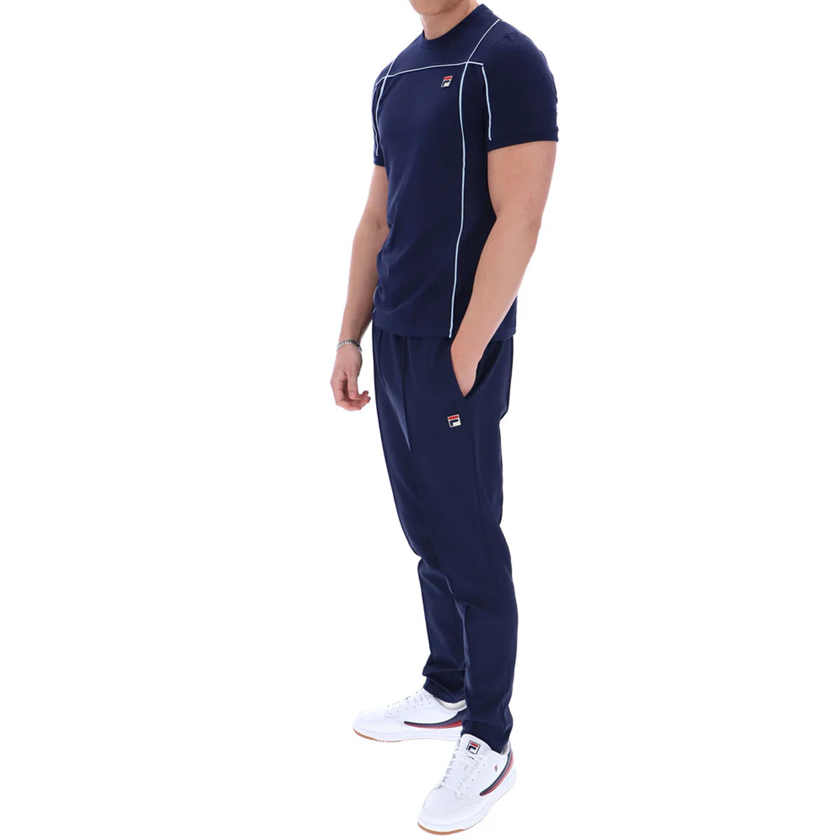 FILA TERRI T-SHIRT WITH CONTRAST PIPING NAVY/SKYWAY