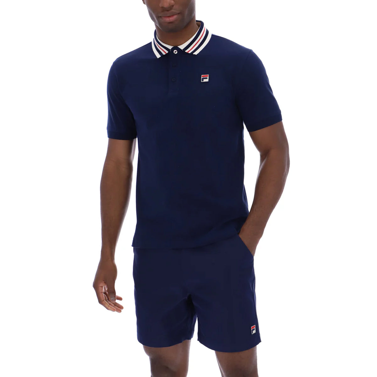 FILA ACHILLE HERITAGE TAPE POLO NAVY