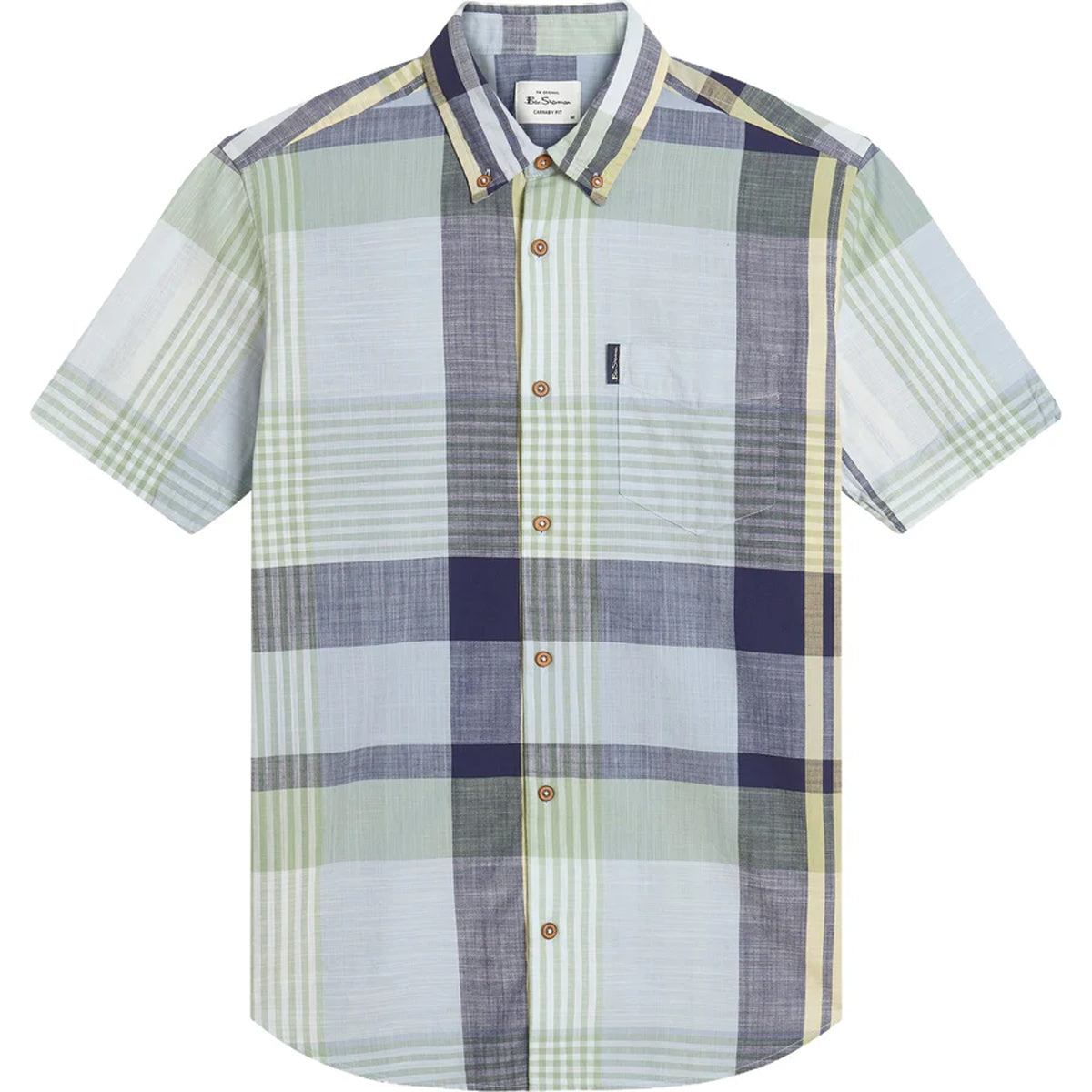BEN SHERMAN LARGE MADRAS CHECK S/S SHIRT POWDER BLUE 1013435