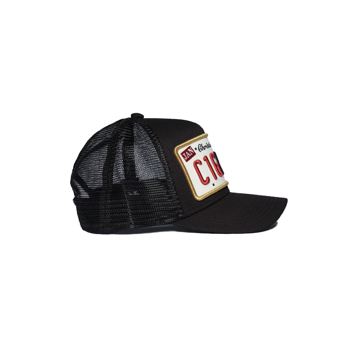 CHRISTIAN ROSE PRIVATE PLATE TRUCKER CAP BLACK/GOLD