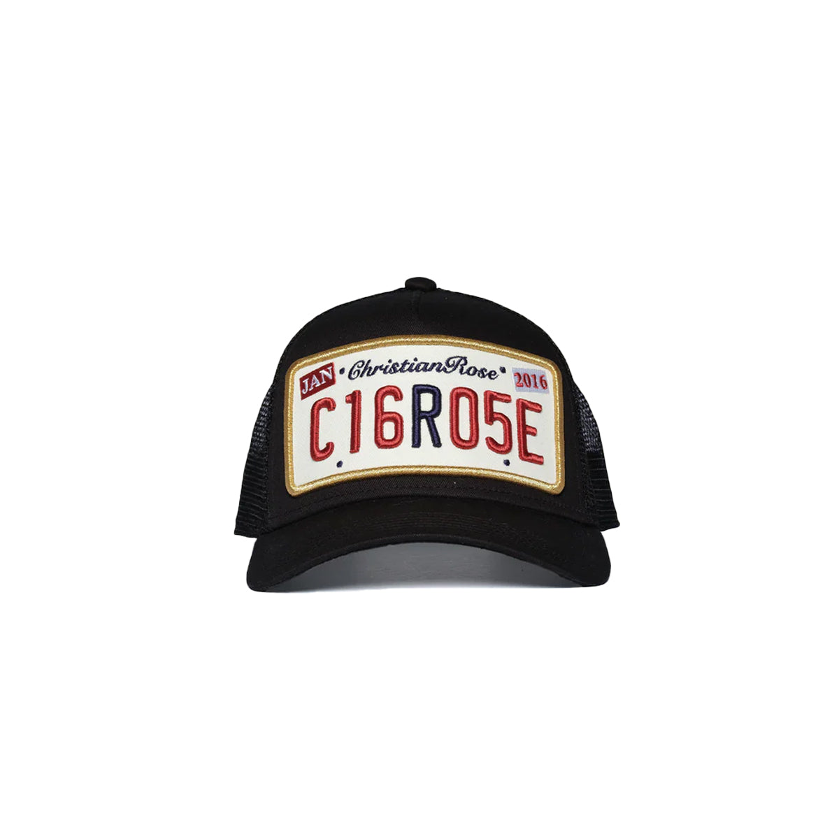 CHRISTIAN ROSE PRIVATE PLATE TRUCKER CAP BLACK/GOLD