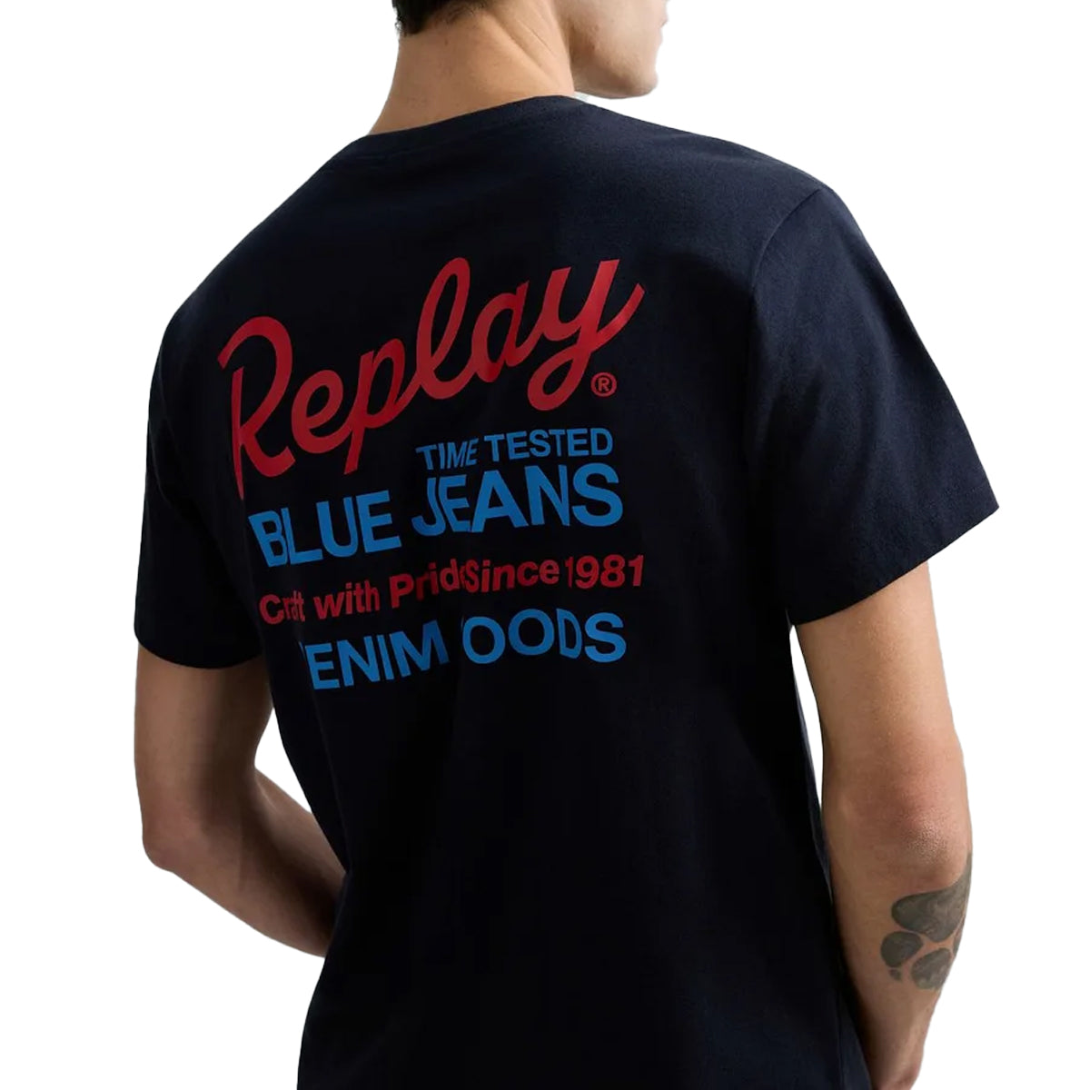 REPLAY FRONT & BACK LOGO NAVY T-SHIRT M3349