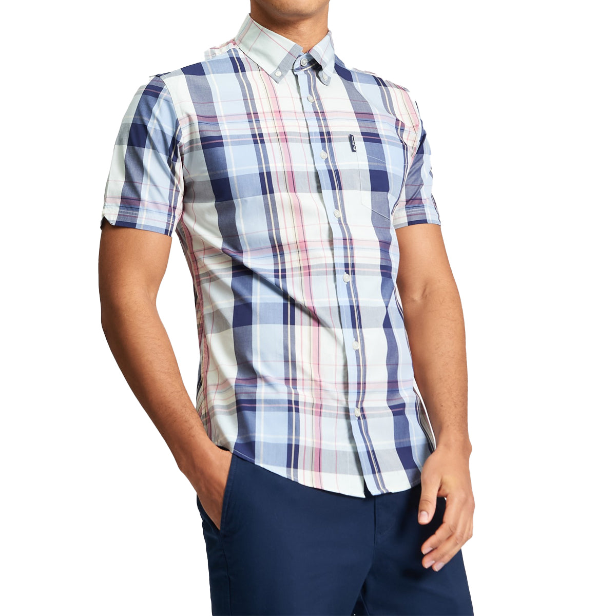 BEN SHERMAN OVERSIZED CHECK S/S SHIRT BLUE GREY 1013433