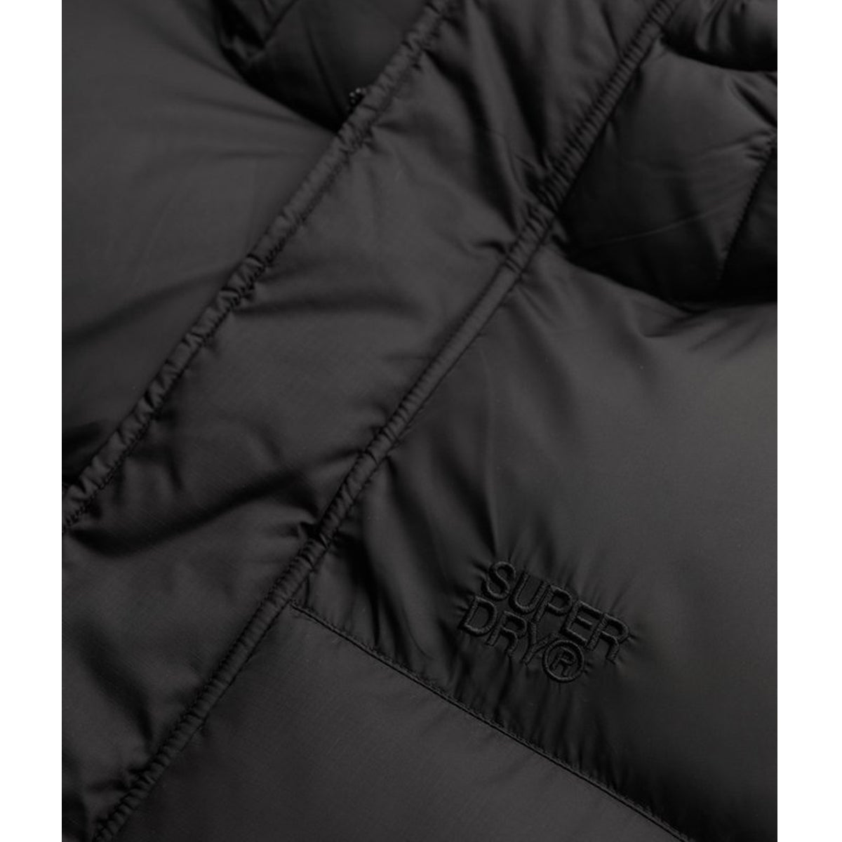 HOODED TECH PADDED JACKET BLACK 02A