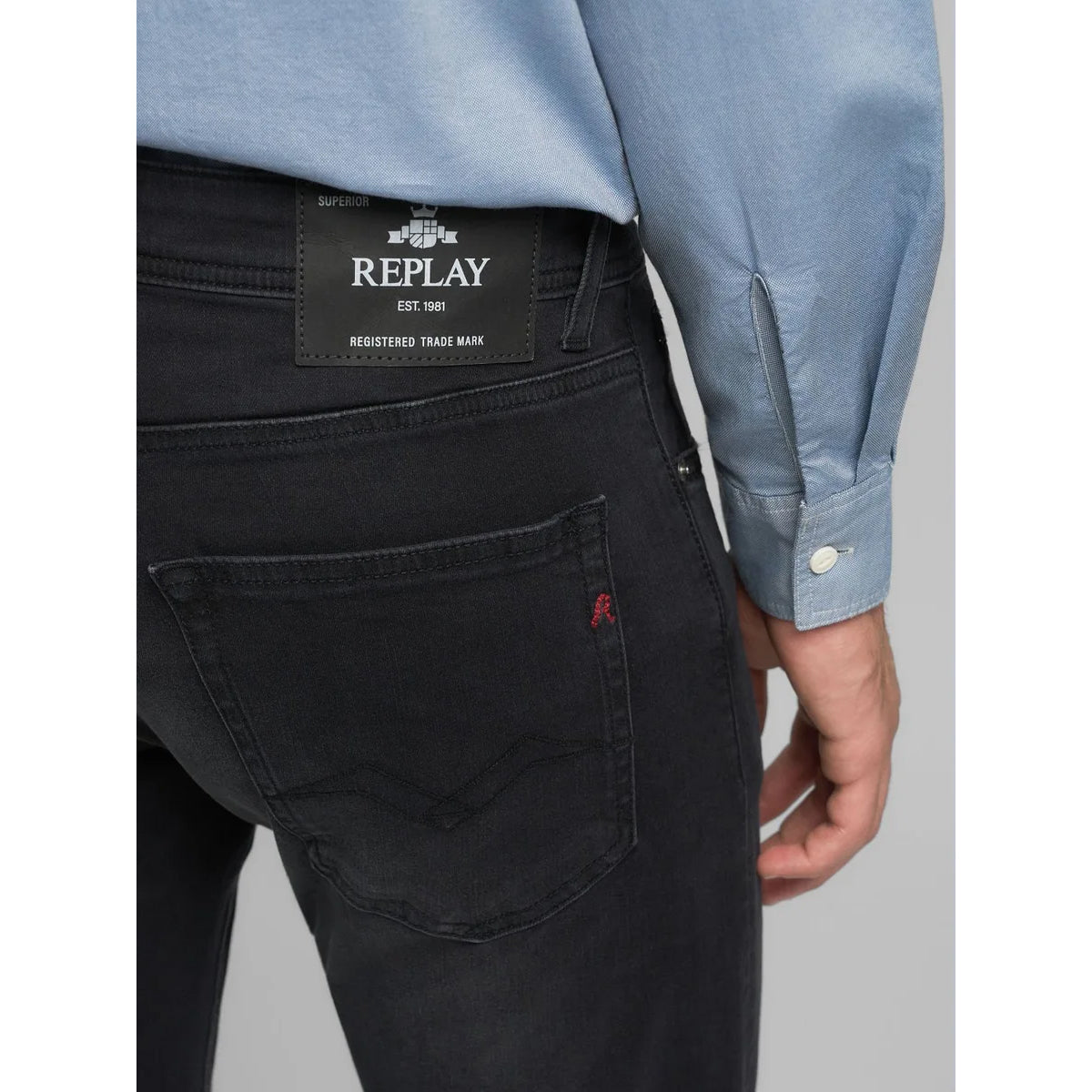 GROVER POWER STRETCH STRAIGHT JEANS BLACK WASHED MA972 103 C36