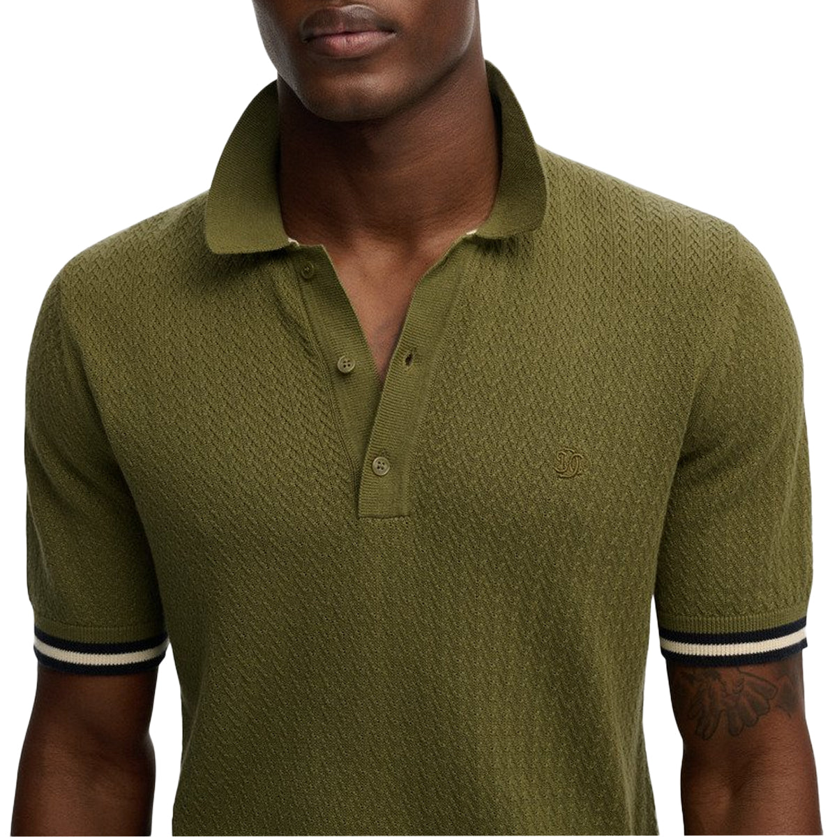 SUPERDRY KNITTED TEXTURE S/S POLO CLASSIC OLIVE K9U