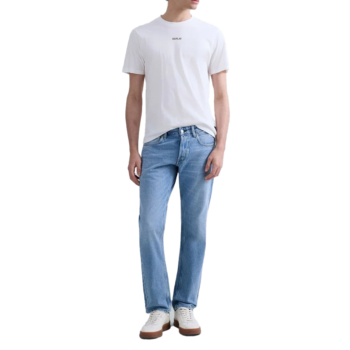 REPLAY MEN'S CENTRE LOGO T-SHIRT M3098 - WHITE