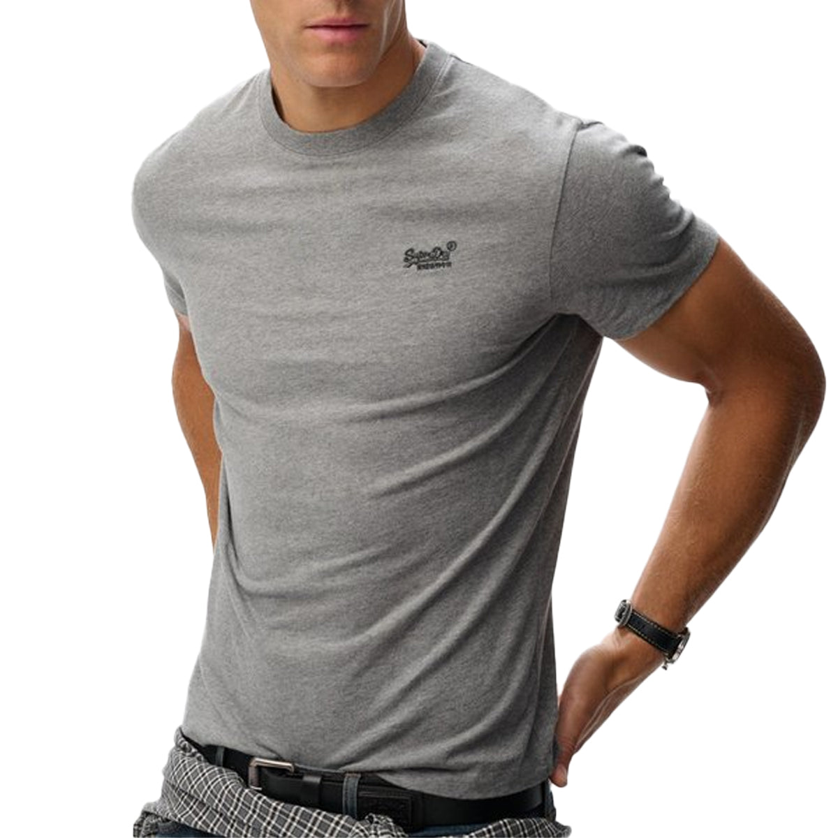 SUPERDRY ESSENTIAL LOGO EMB T-SHIRT GREY MARL I1B