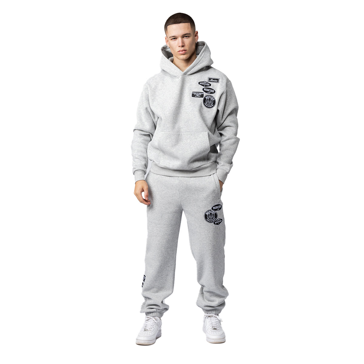MERCIER MONO BADGE GREY MARL JOGGERS