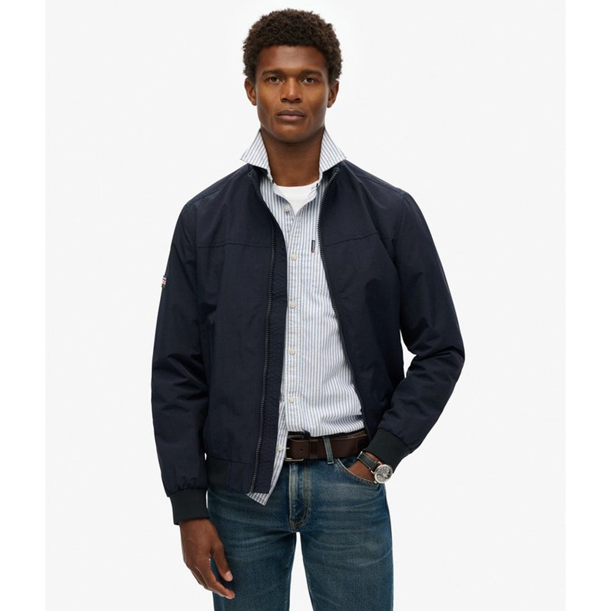 SUPERDRY NYLON HERRINGTON ECLIPSE NAVY JACKET