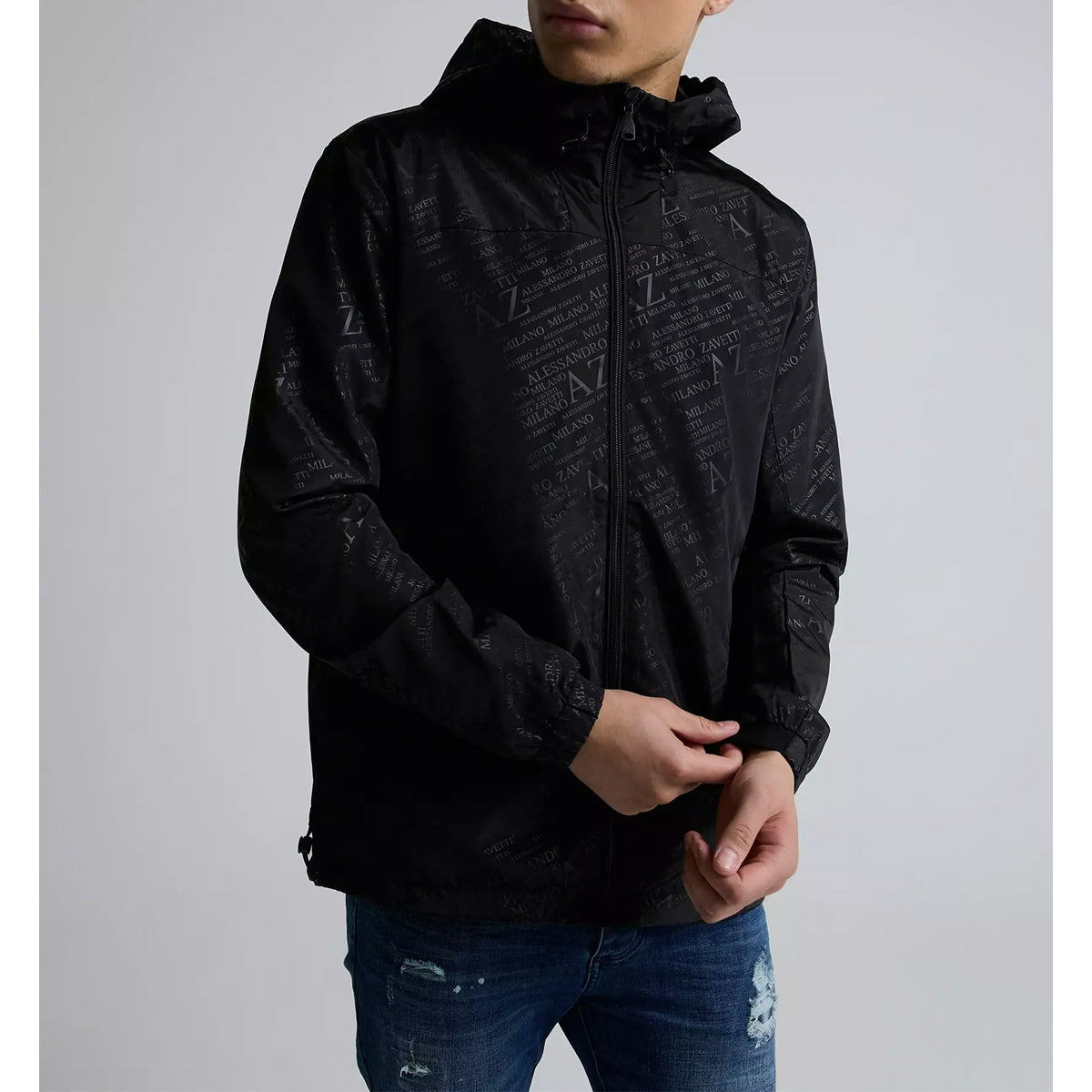 ALESSANDRO ZAVETTI ALZETTA WINDBREAKER ALL OVER PRINT BLACK