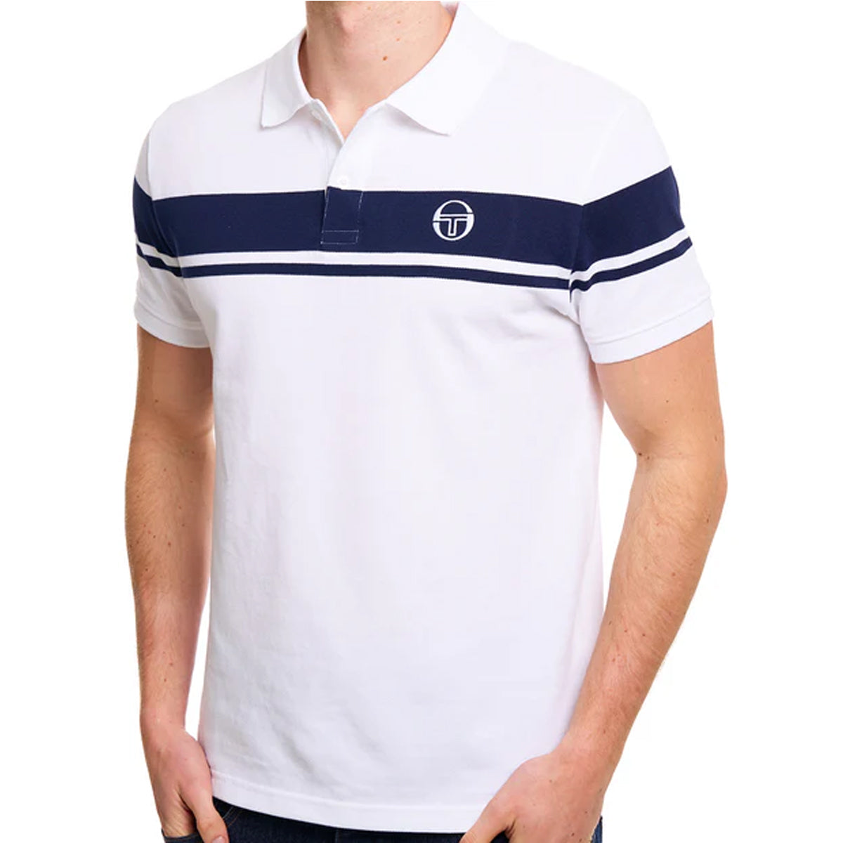 SERGIO TACCHINI YOUNG LINE POLO T-SHIRT WHITE/MARITIME BLUE