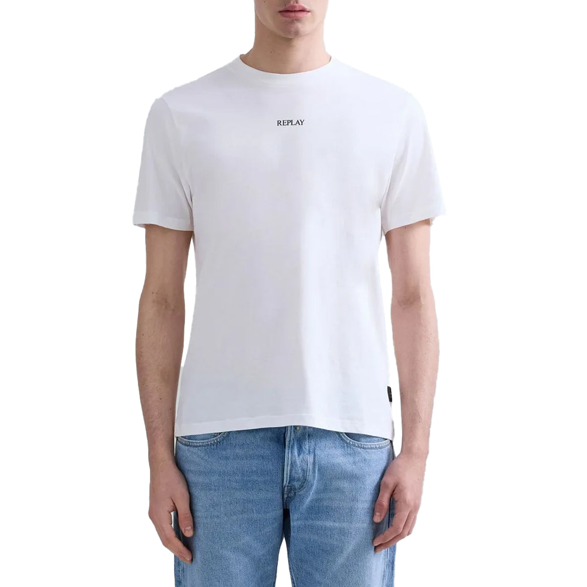 REPLAY MEN'S CENTRE LOGO T-SHIRT M3098 - WHITE