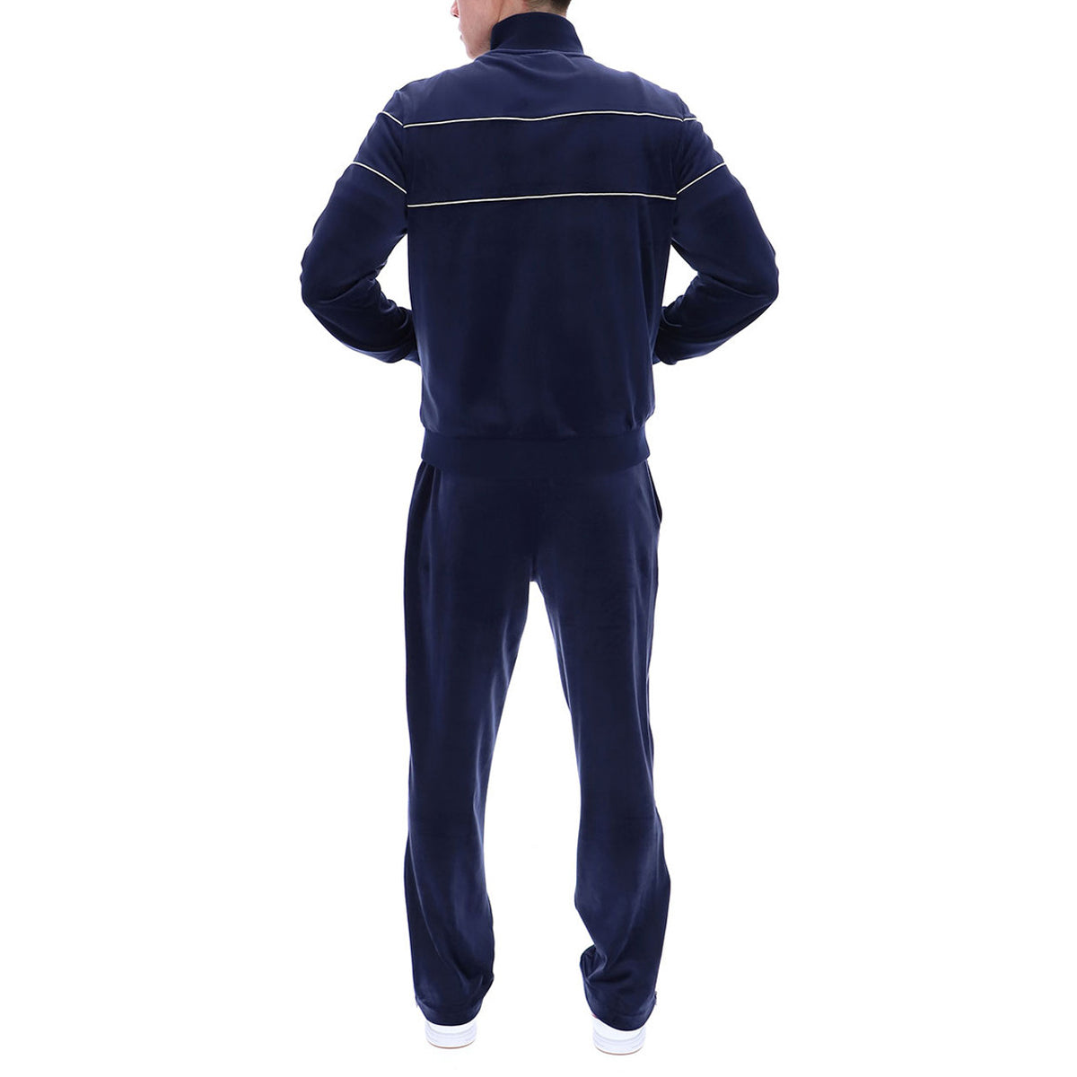 FILA FIO VELOUR STRAIGHT LEG BOTTOMS WITH SIDE ZIP NAVY/GARDENIA