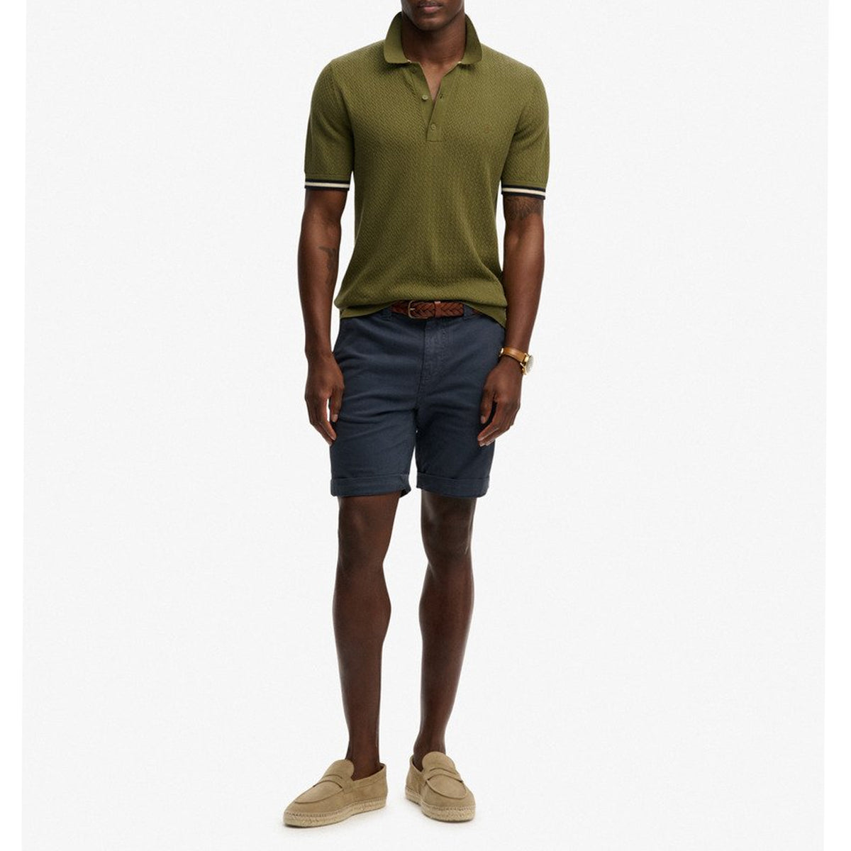 SUPERDRY KNITTED TEXTURE S/S POLO CLASSIC OLIVE K9U