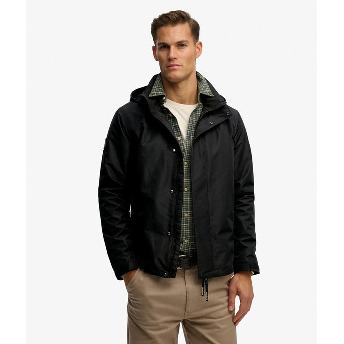 SUPERDRY HOODED SHELL BLACK JACKET