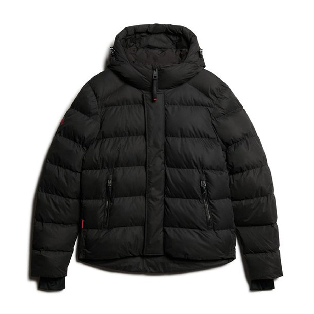 HOODED MICROFIBRE SPORT PUFFER BLACK 02A