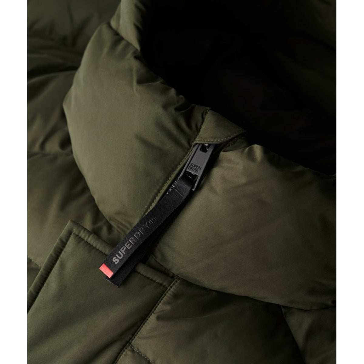 HOODED MICROFIBRE SPORT PUFFER ARMY KHAKI ZC3