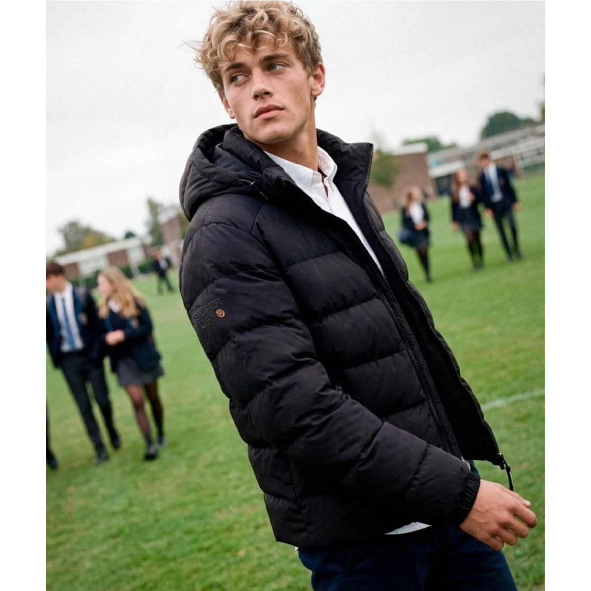 SUPERDRY HOODED SPORTS PUFFER JACKET BLACK 16A