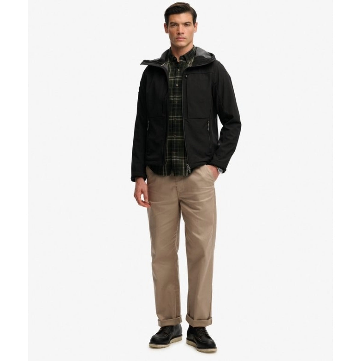 SUPERDRY HOODED SOFTSHELL TREKKER JACKET BLACK 02A
