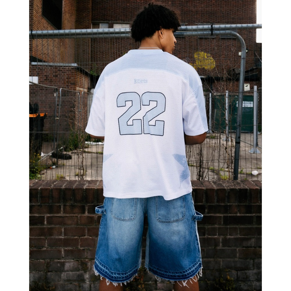 KORTSIIDE HARLEM JERSEY TOP WHITE/BLUE