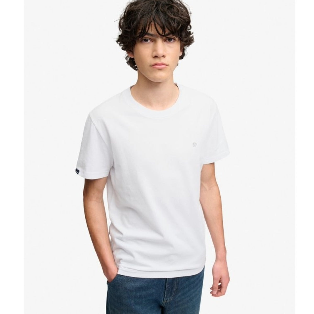 SUPERDRY ESSENTIAL SDCO LOGO EMB T-SHIRT OPTIC WHITE/COLD GREY O3X